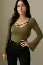 Blusa Verde Oliva Con Detalle Cruzado - Olive Chic