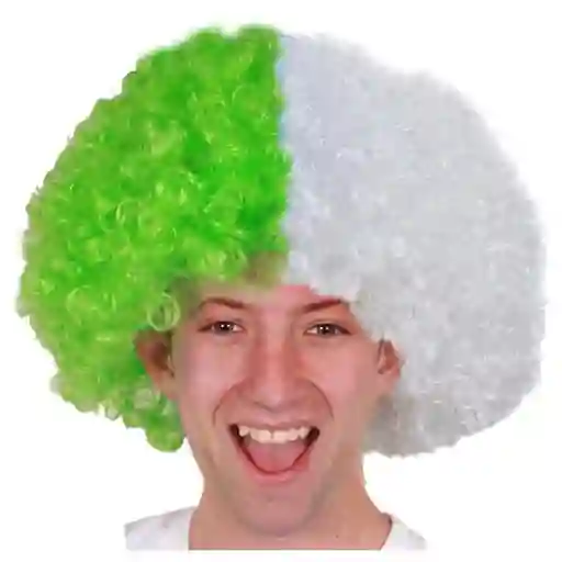 Peluca Afro Verde Y Blanca Fista Hora Loca Agotado