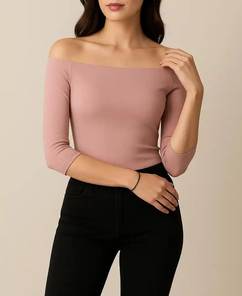 Top Rosa Palo Off-shoulder