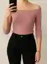 Top Rosa Palo Off-shoulder