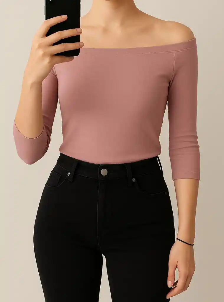 Top Rosa Palo Off-shoulder