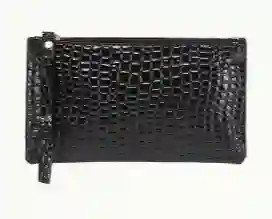 Monedero Negro En Sintetico Cocodrilo De 11*18