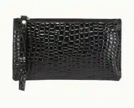 Monedero Negro En Sintetico Cocodrilo De 11*18