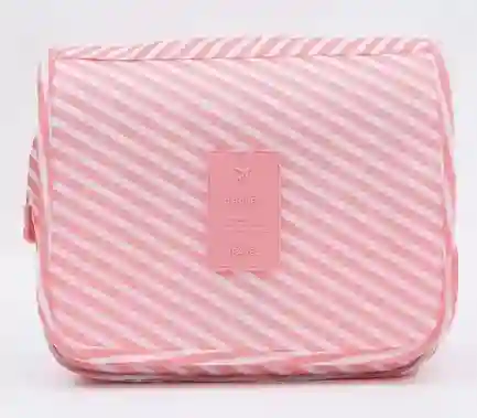 Cosmetiquera Organizadora Grande Rosa A Rayas