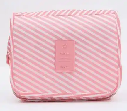 Cosmetiquera Organizadora Grande Rosa A Rayas