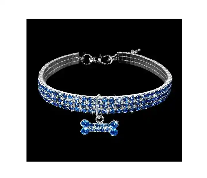 Collar Huesito Imitacion Diamantes Para Perros Y Gatos Colores Variados - Pa67s