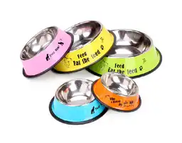 Comedero En Acero Inoxidable Con Color Y Dibujos 15cm - Pc1115cm
