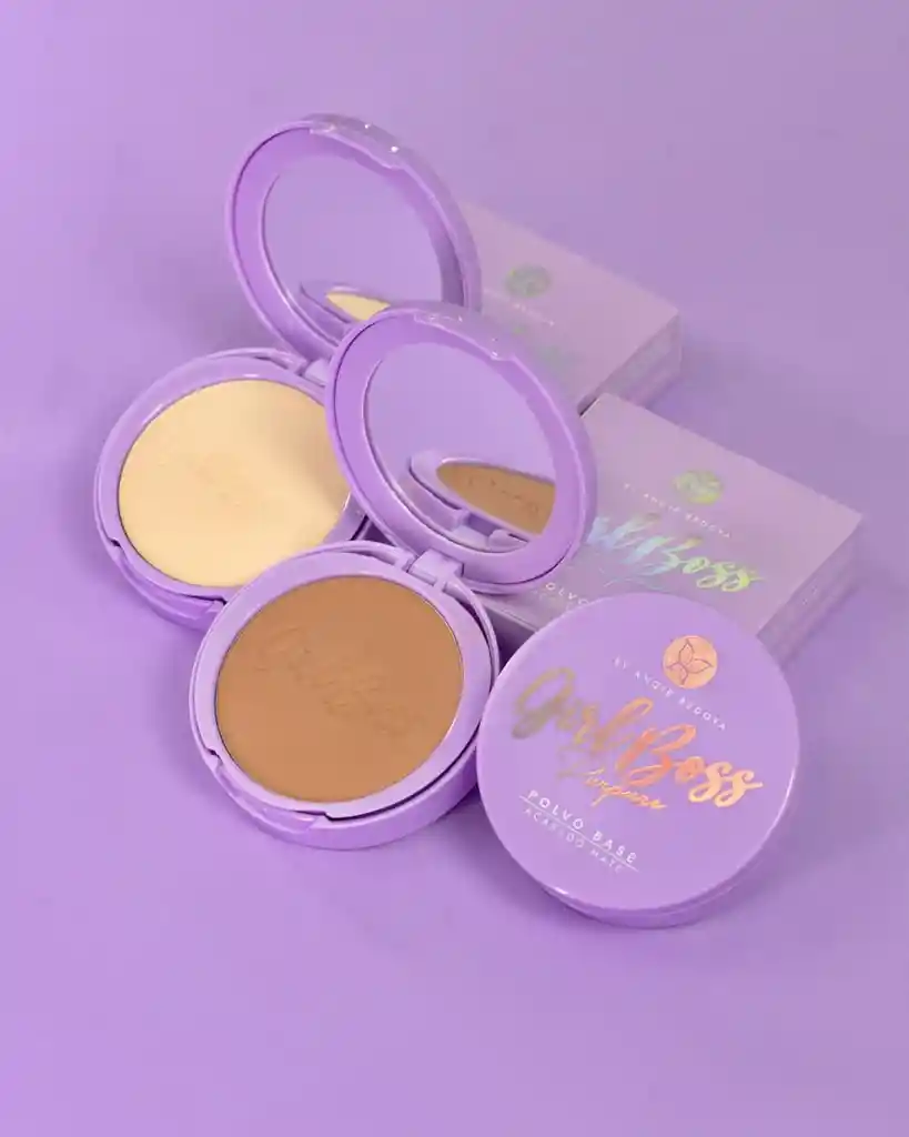 Polvo Base Girl Boss Tono 3 – Tu Piel Perfecta En Un Solo Producto 💜✨