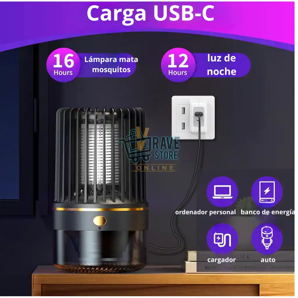 Lampara Mata Mosquitos Moscos Y Zancudos Recargable