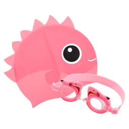Set Gorro Silicona Niños + Gafas Natación Animales Piscina Tiburoncin Rosa 6666