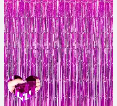 Cortina Metalizada De Fiesta Fucsia