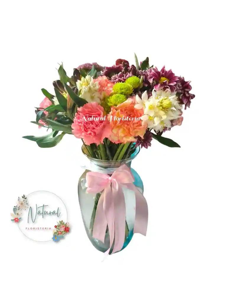 Jarrón De 30 Tallos De Flores Primavera