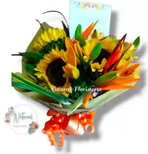 Bouquet De 4 Lirios 4 Girasoles Y 4 Ave Del Paraíso