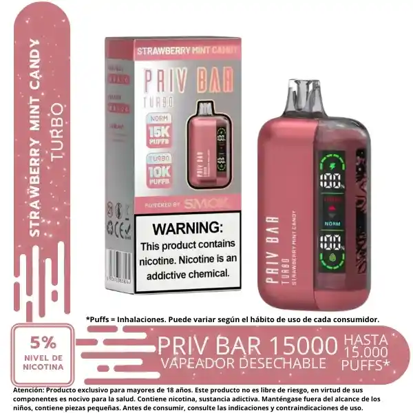 Vape Priv Bar Strawberry Mint Candy