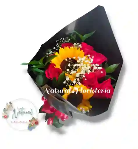 Bouquet De 8 Rosas 2 Girasoles