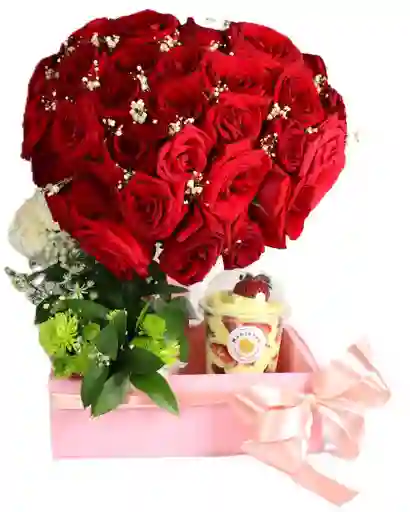 Caja Corazón Con Fresas Con Crema