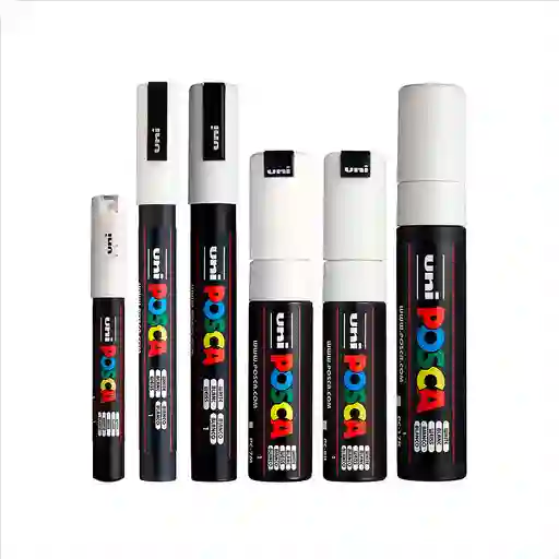 Uni Posca Pc-mix, Assorted White Tips, Water-based Paint Markers (6 Pack)