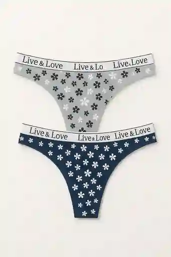 Dos Pantys Hilo En Algodon Talla L