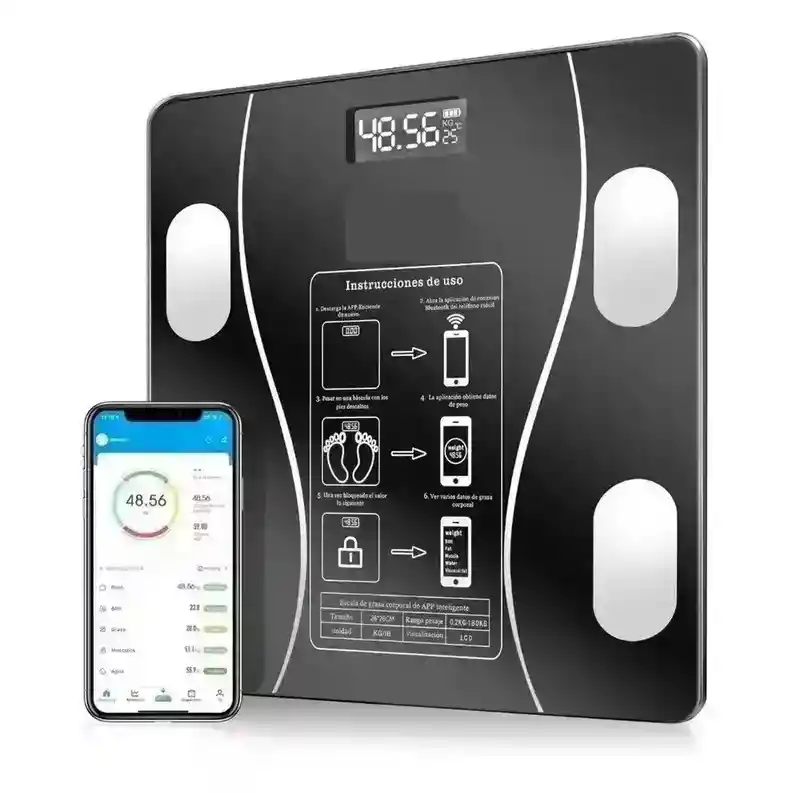 Bascula Inteligente Bluetooth Hasta 180 Kg Compatible Con Android Iphone Bateria Recargable