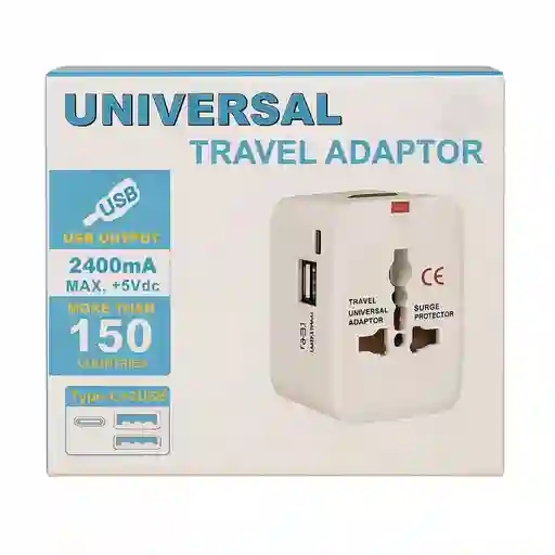 Cargador Europeo Universal Con Puertos Usb Y Tipo-c