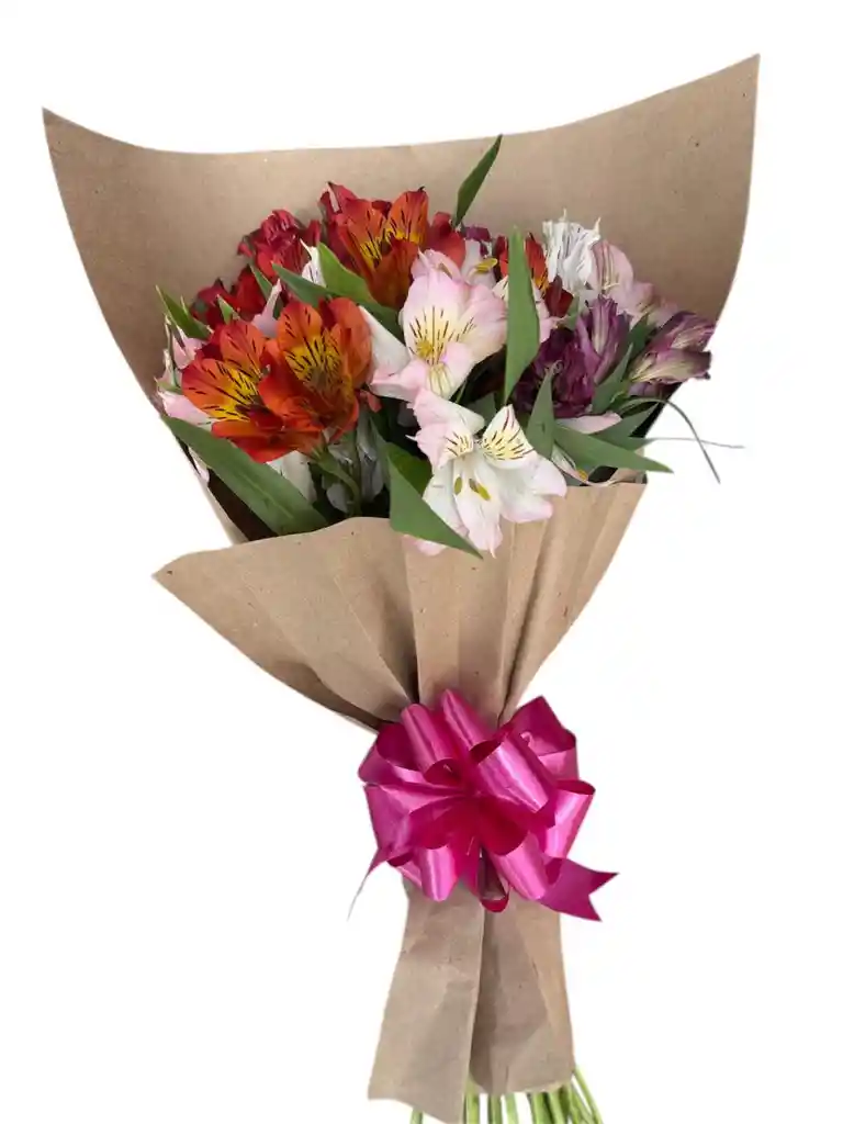 Flores De Astromelias Surtidas En Papel Kraft