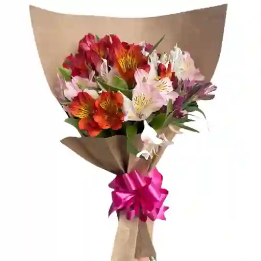 Flores De Astromelias Surtidas En Papel Kraft