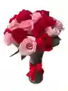 Jarrón De Rosas Rosadas Y Rojas