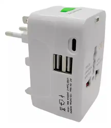 Adaptador Europeo Universal Con Puertos Usb Y Tipo-c
