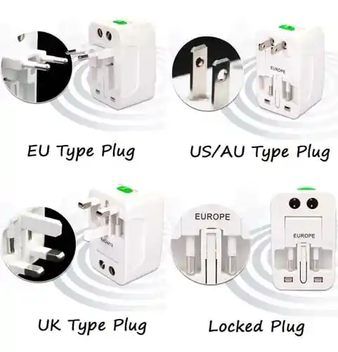 Adaptador Europeo Universal Con Puertos Usb Y Tipo-c