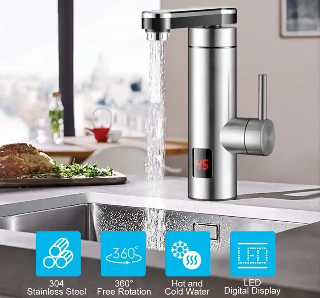 Calentadora De Agua Llave Giratoria Con Pantalla Digital