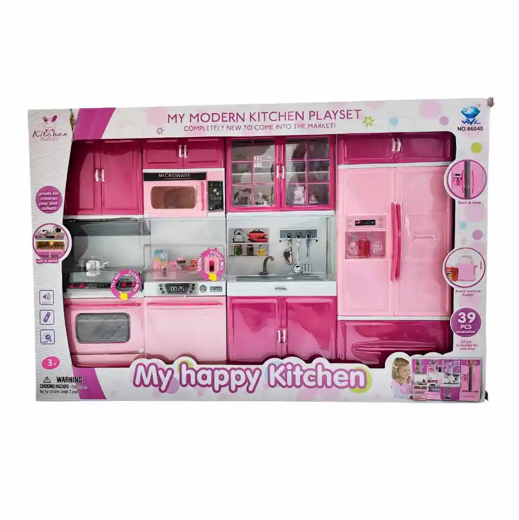 Cocina Muñecas Horno Luz Nevera Sonido 4 Modulos Niñas