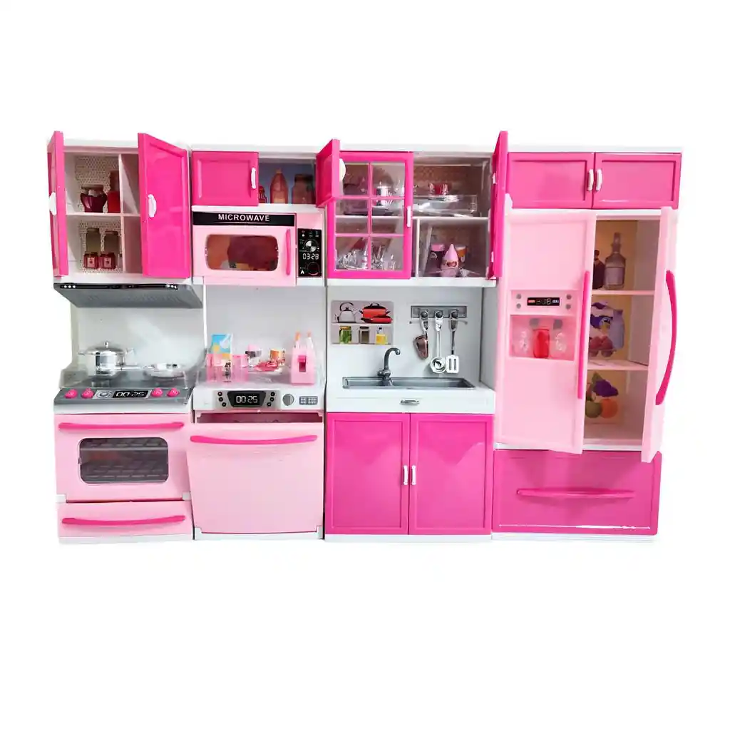 Cocina Muñecas Horno Luz Nevera Sonido 4 Modulos Niñas