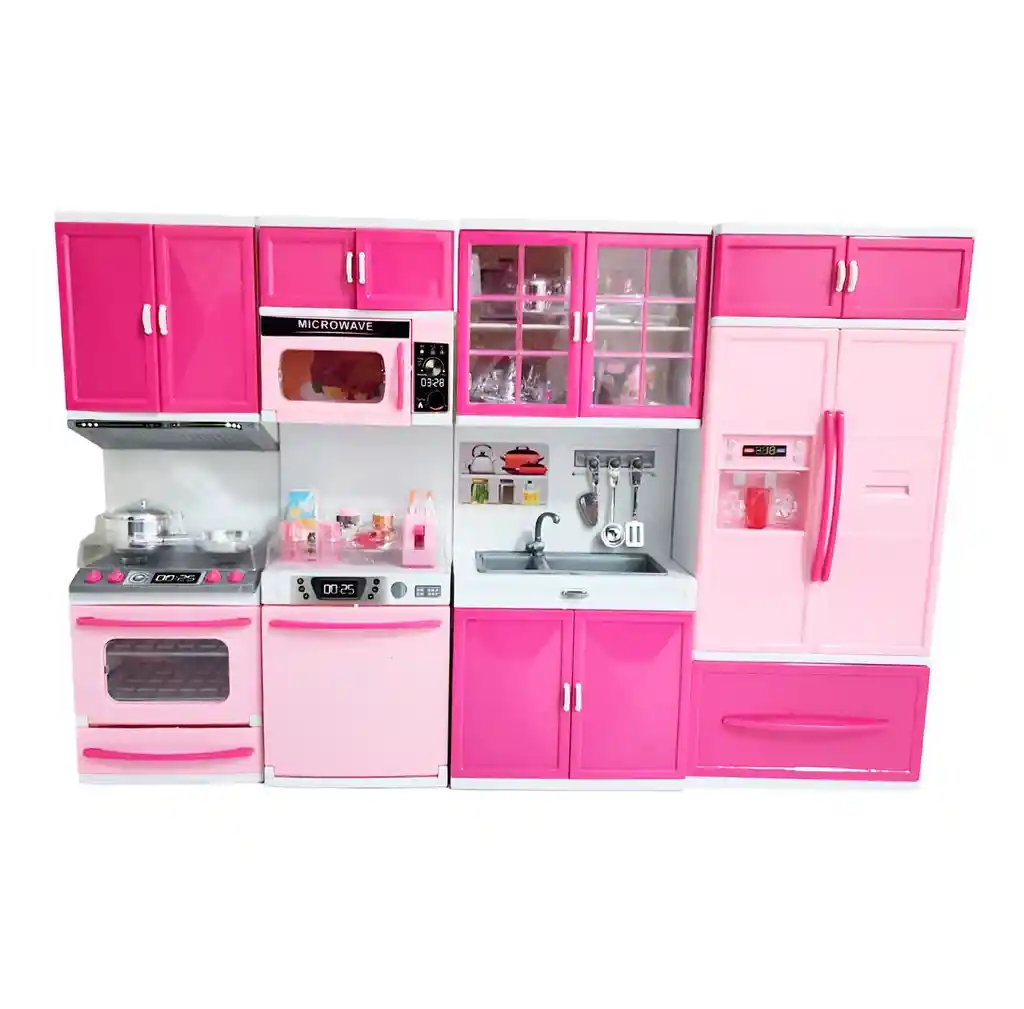 Cocina Muñecas Horno Luz Nevera Sonido 4 Modulos Niñas