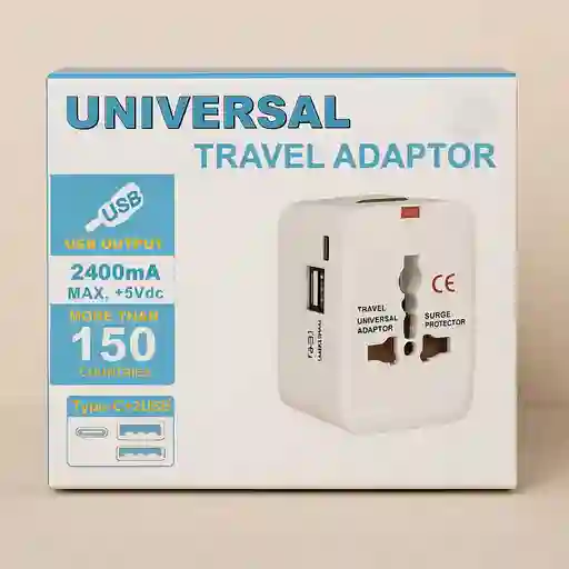 Cargador Europeo Universal Con Puertos Usb Y Tipo-c