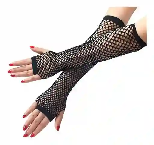 Guantes Largos Elásticos Ajustables A La Forma De Tu Mano Disfraz Negro