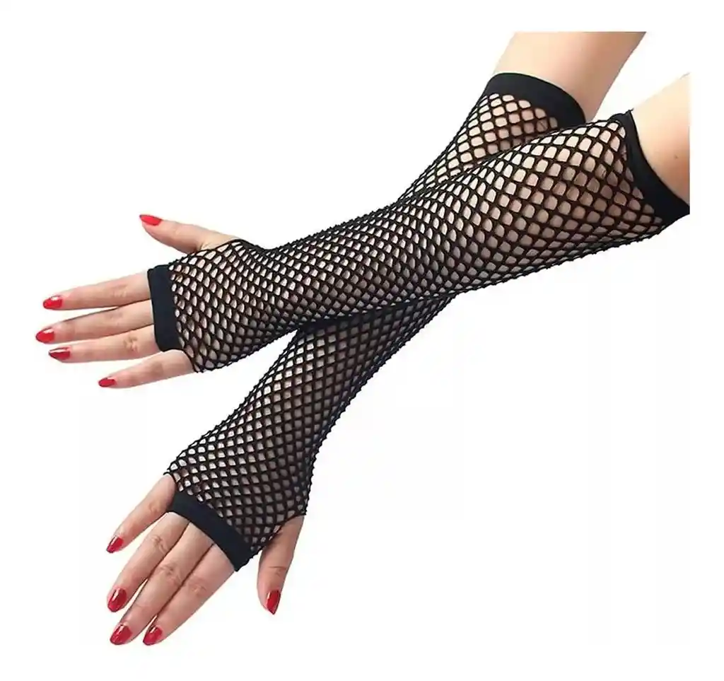 Guantes Largos Elásticos Ajustables A La Forma De Tu Mano Disfraz Negro