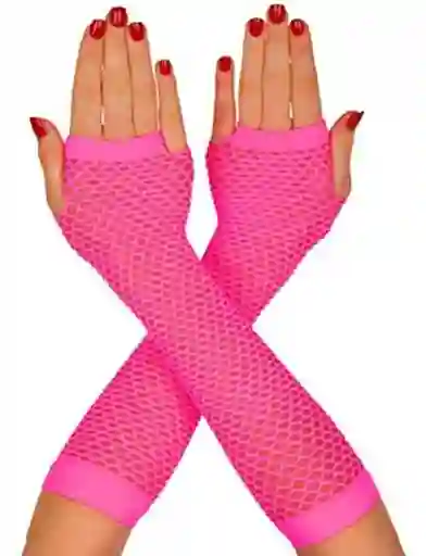 Guantes Largos Elásticos Ajustables A La Forma De Tu Mano Disfraz Rosado