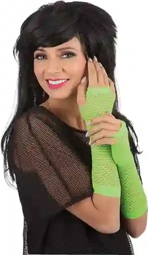 Guantes Largos Elásticos Ajustables A La Forma De Tu Mano Disfraz Verde Neon