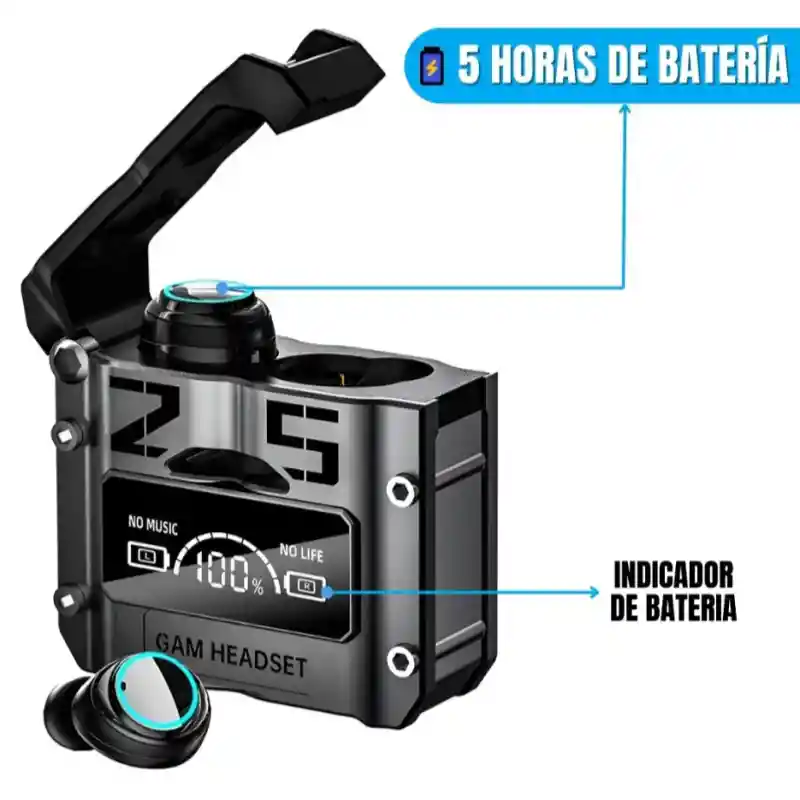 Audífonos Gamer Inalámbricos Damix M25 Con Estuche Led