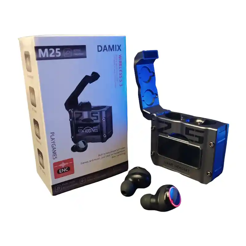 Audífonos Gamer Inalámbricos Damix M25 Con Estuche Led