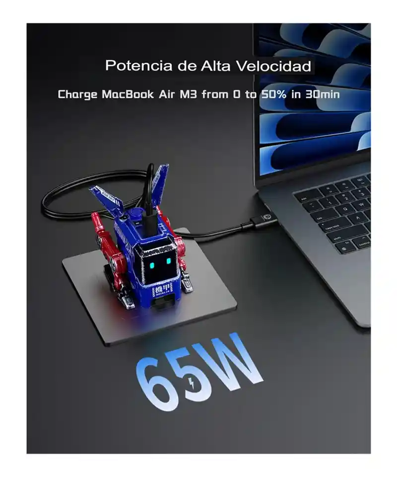 Cargador Gravastar Alpha Carga Rápida Gan 65w 2x Usb-c Usb-a