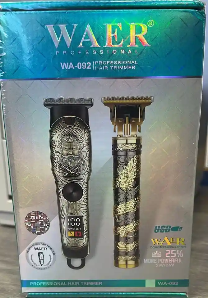 Combo De Patillera Y Maquina Para Cortar Cabello Waer 092