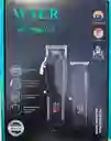Combo De Maquina Para Cortar Cabello Y Patillera Waer 051
