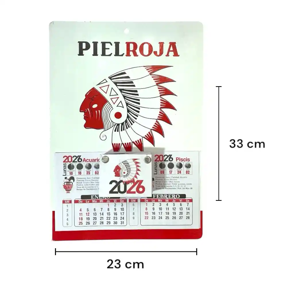 Calendario Almanaque Clásico Piel Roja 2026 Pielroja