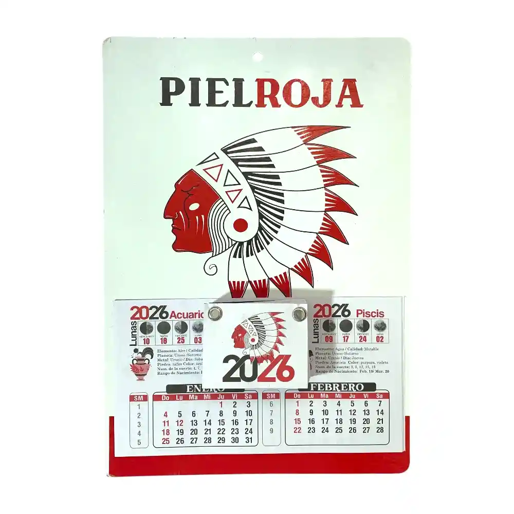 Calendario Almanaque Clásico Piel Roja 2026 Pielroja