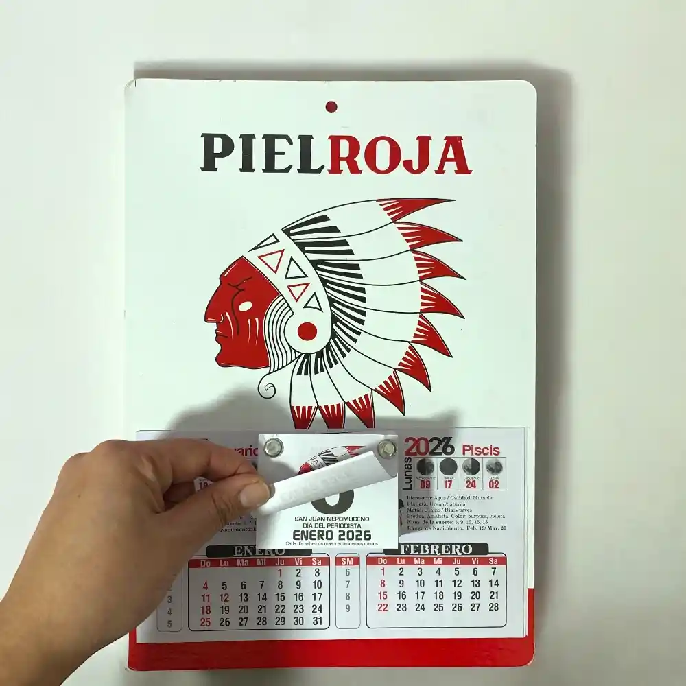 Calendario Almanaque Clásico Piel Roja 2026 Pielroja