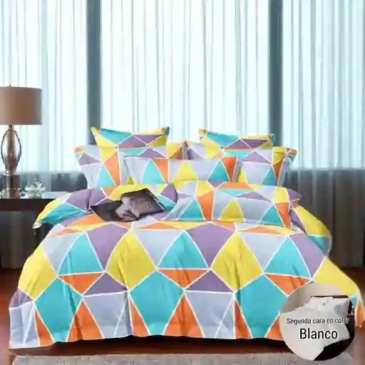 Edredón Estampado - Unicolor Grueso Tamaño Doble Triángulos Colores - Blanco