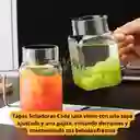 Vaso De Vidrio Con Tapa De Bambú Y Pitillo De Vidrio
