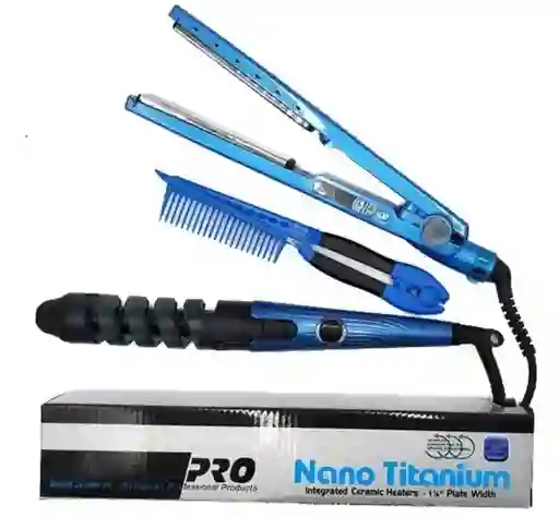 Combo Plancha Rizador Y Peine Nano Titanium Ultima Tecnologia Replica