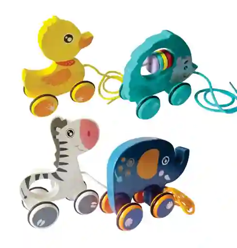 Juguete Didactico Animal En Madera Para Arrastrar Motivos Surtidos